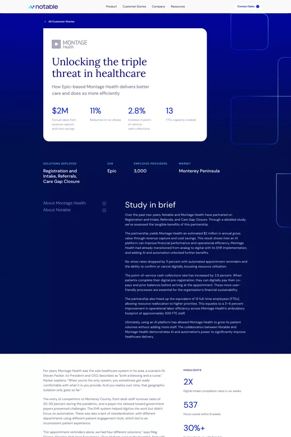 Notable | How Epic-based Montage Health delivers better care - Case Study design inspiration