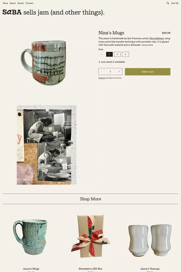 Nina's Mugs – saba jam - Product page design inspiration
