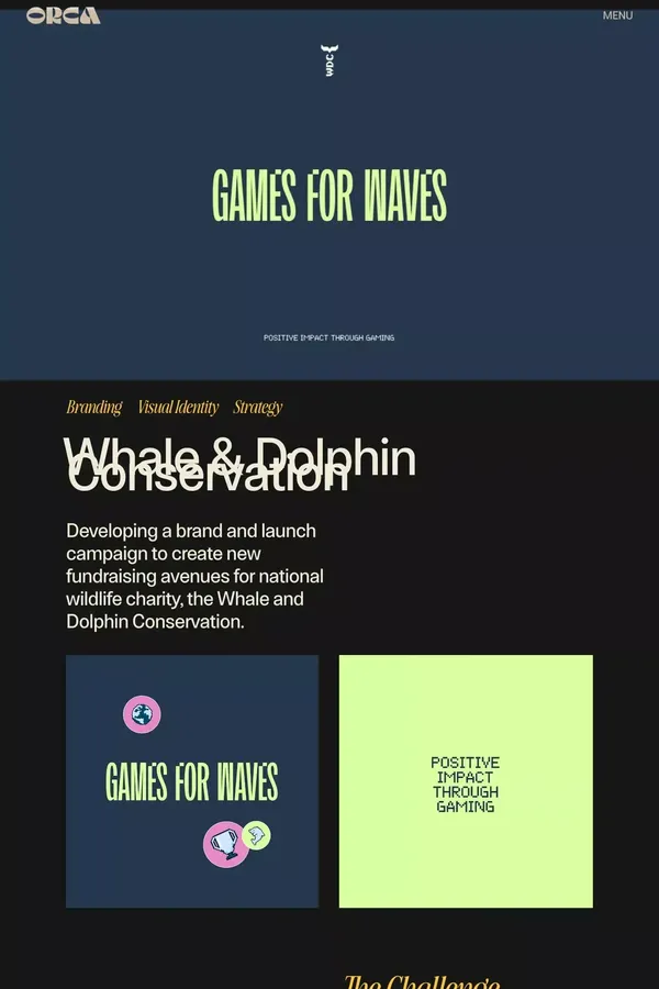 Whale & Dolphin Conservation - ORCA - The purpose driven challenger agency - Case Study design inspiration