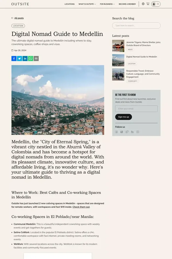 Digital Nomad Guide to Medellin - Blog Post design inspiration