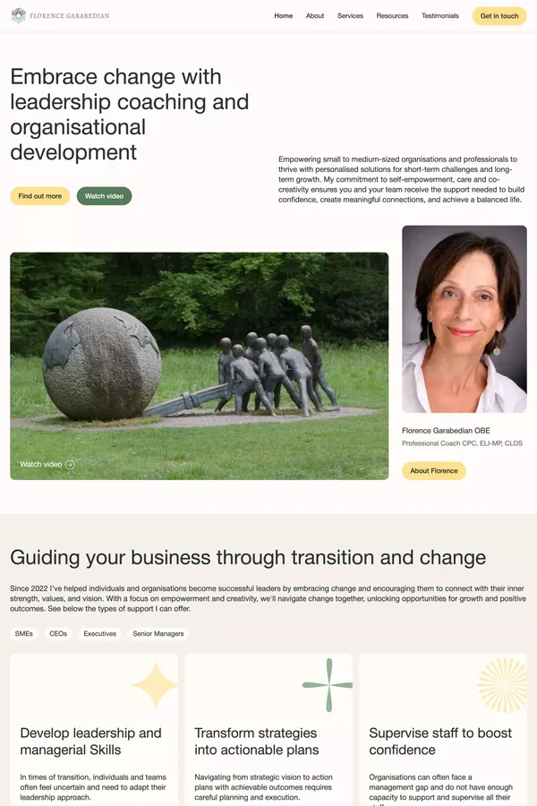 Leadership Coaching and Organisational Development | Florence Garabedian - Landing design inspiration