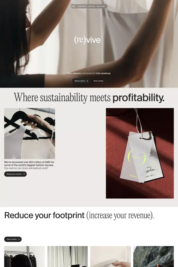 (Re)vive | Where sustainability meets profitability. - Landing design inspiration