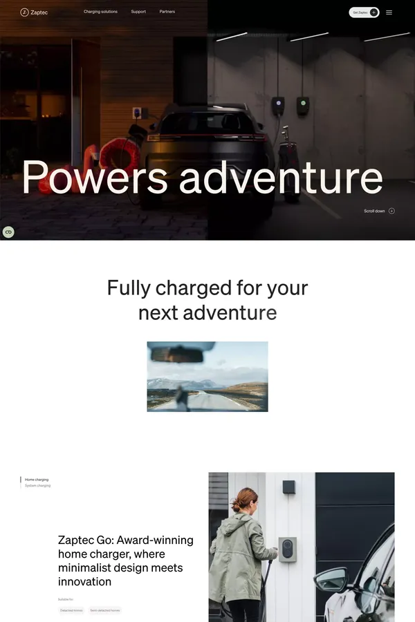 Powers adventure | Zaptec - Landing design inspiration