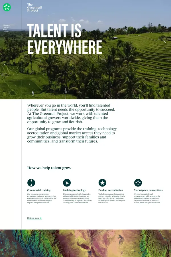 The Greenrail Project / Talent is everywhere. We work with growers worldwide to give them the opportunities to succeed. - Other design inspiration