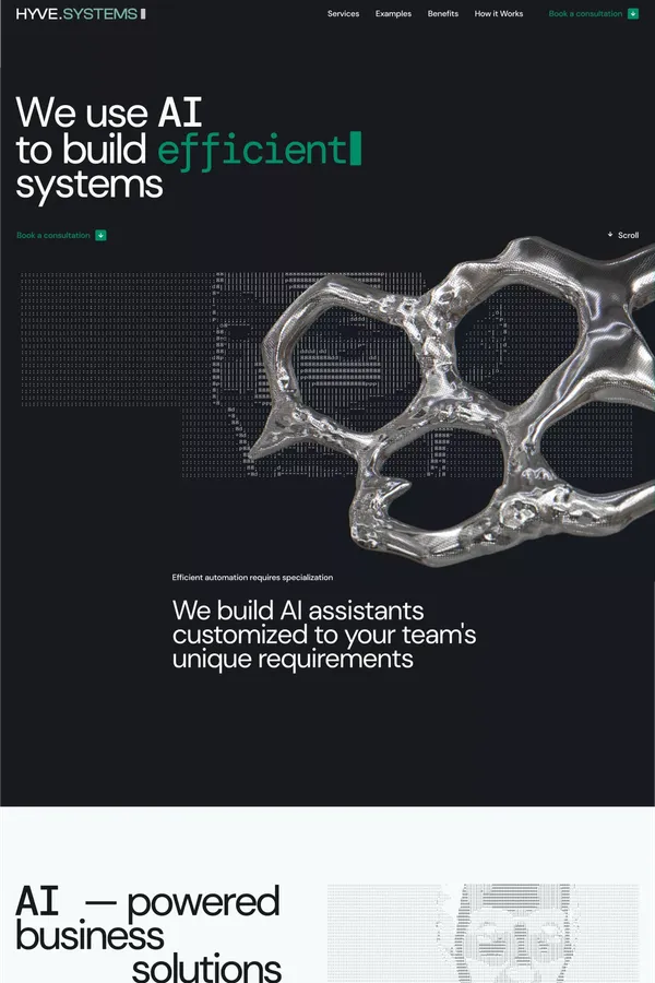HYVE.SYSTEMS — We use AI to build Interoperable systems. - Landing design inspiration