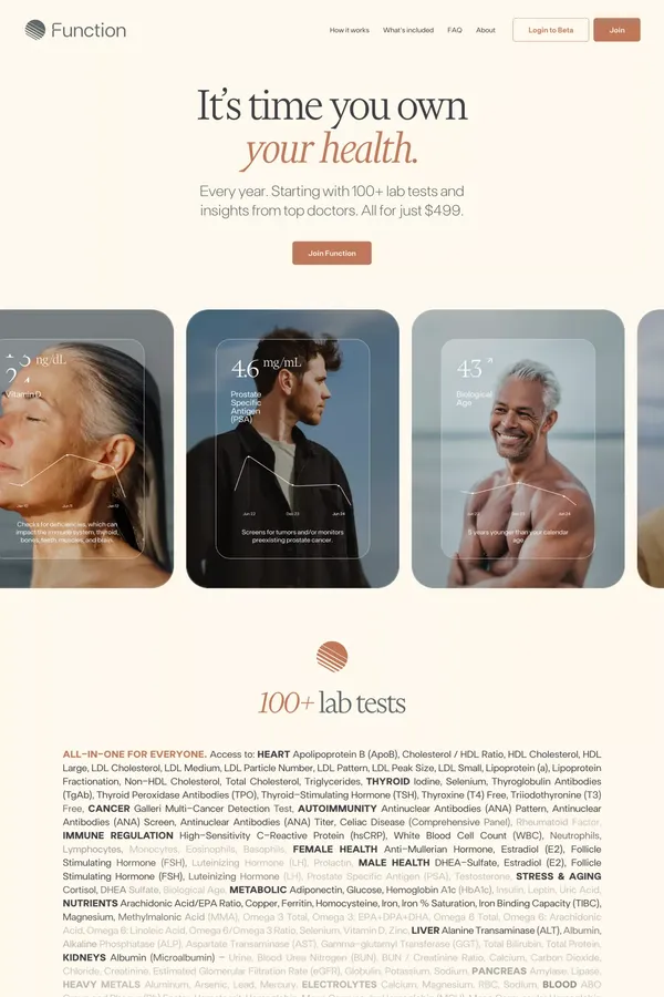 Function Health • 100 Healthy Years - Landing design inspiration