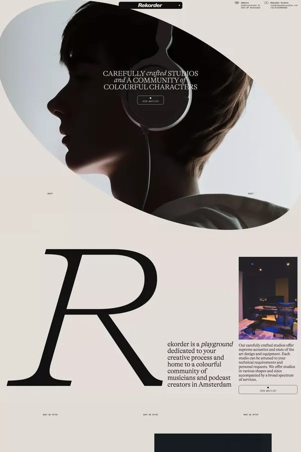 Rekorder Studios - Landing design inspiration
