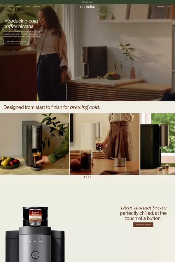Cumulus Coffee | Premium Cold Coffee Machine - Ecommerce design inspiration