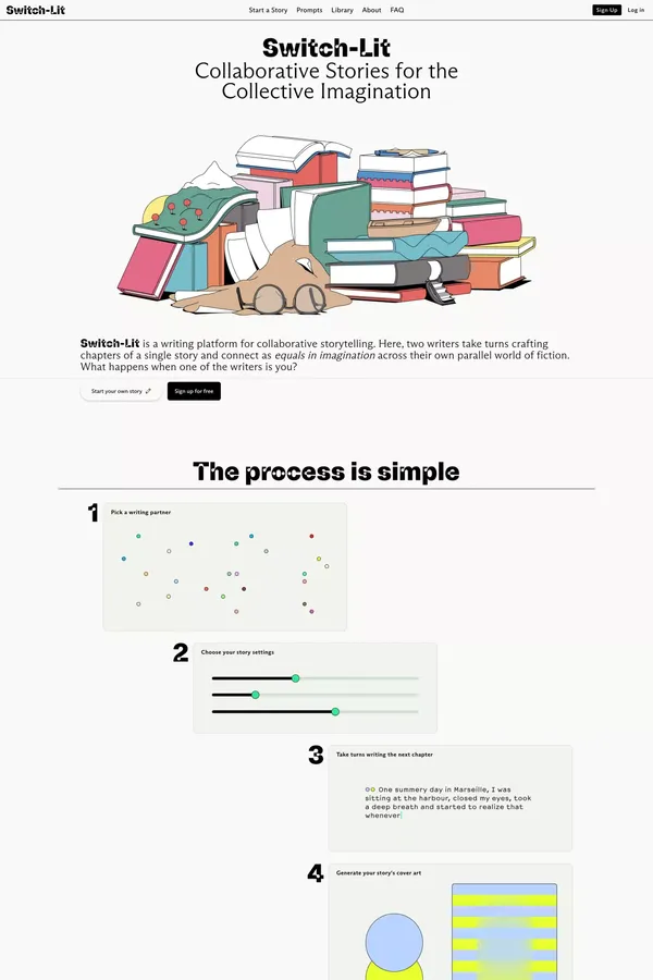 Collaborative Stories for the Collective Imagination - Switch-Lit - Landing design inspiration