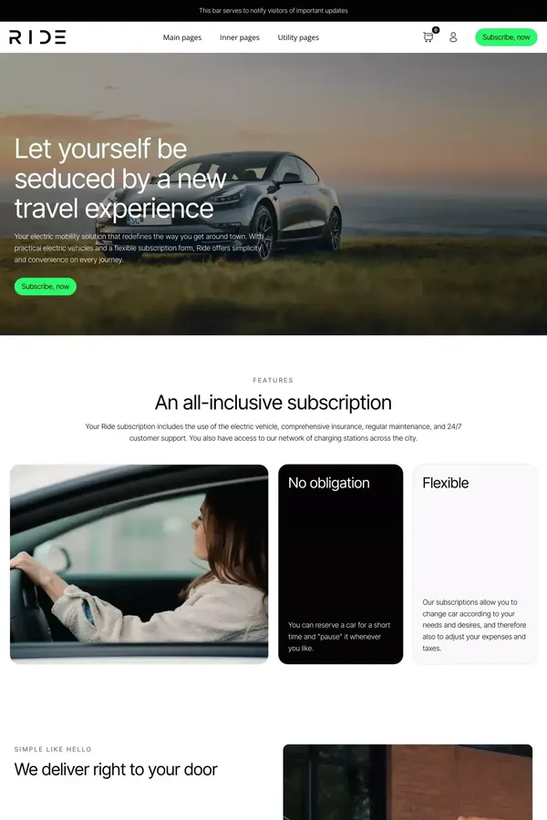 Ride - Webflow HTML ecommerce template - Template design inspiration