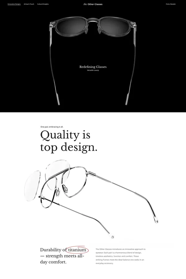 The Other Glasses - Landing design inspiration