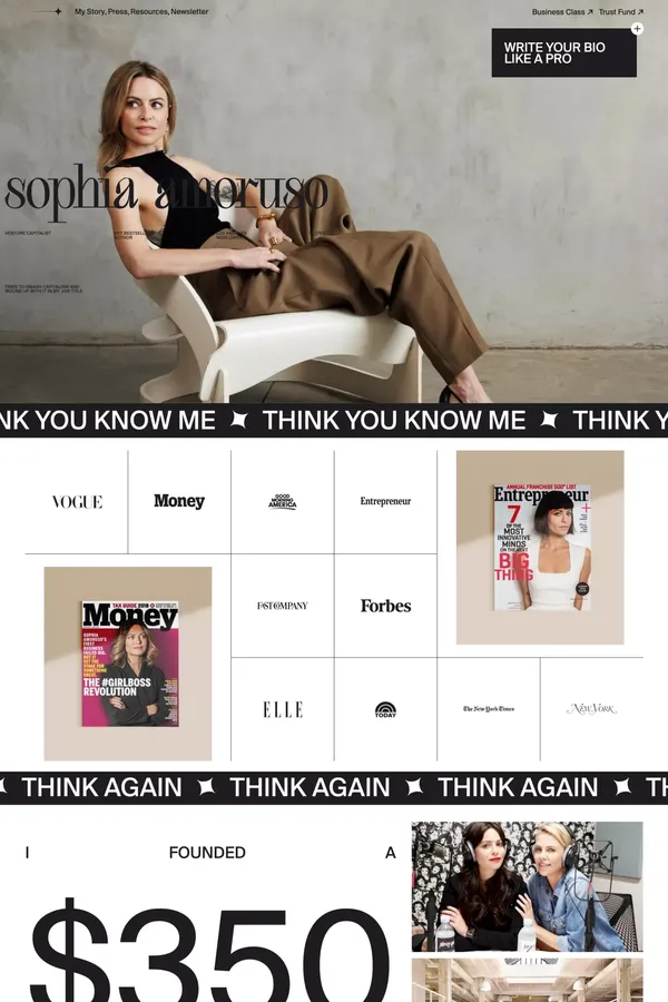 Sophia Amoruso - Portfolio design inspiration