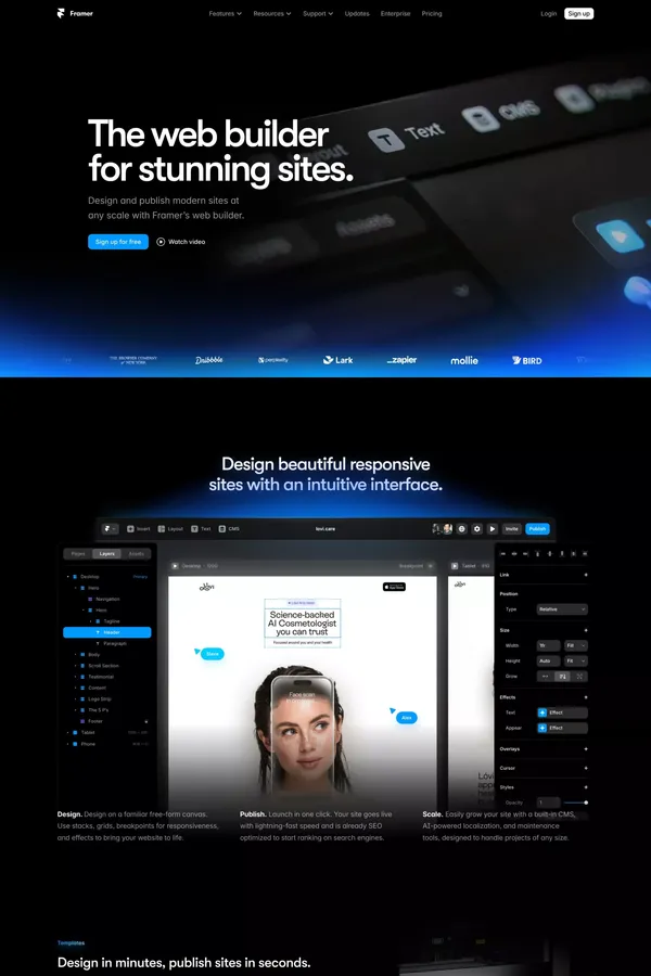 Framer - The internet is your canvas - Landing design inspiration