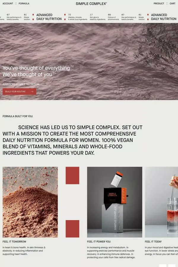 SIMPLE COMPLEX - ADVANCED FEMALE NUTRITION - Landing design inspiration