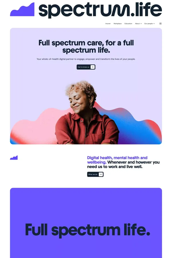 Spectrum.Life | Full spectrum care, for a full spectrum life. - Landing design inspiration