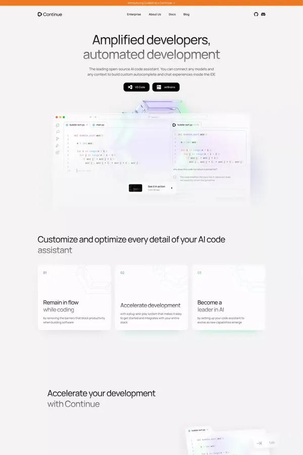 Continue - Landing design inspiration