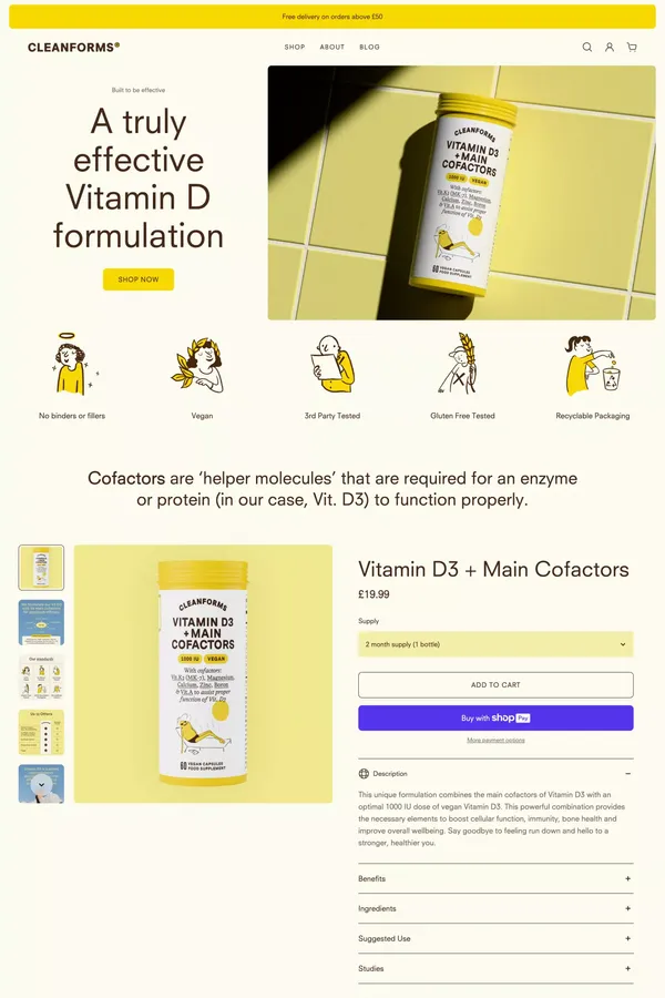 Cleanforms - Ecommerce design inspiration