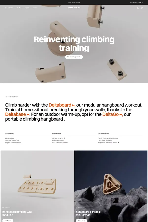 hangboards Climbing Training Without Drilling - Deltaboard - Ecommerce design inspiration