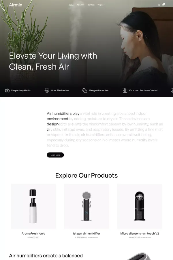Airmin - Webflow Ecommerce website template - Template design inspiration