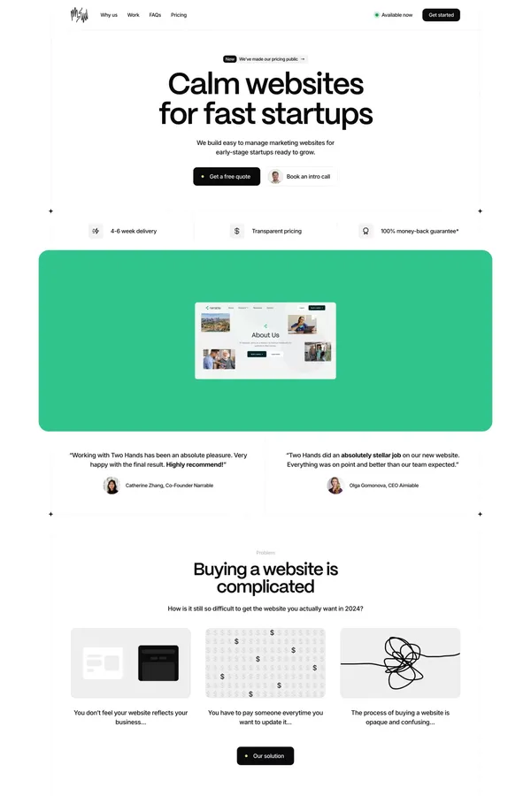 Two Hands | Webflow Design & Development Studio - Landing design inspiration