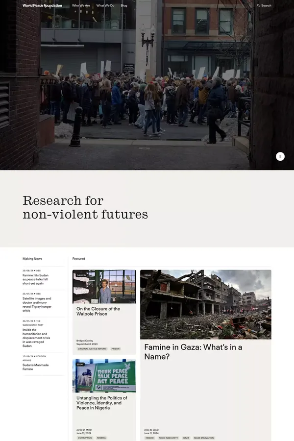 Research for non-violent futures | World Peace Foundation - Other design inspiration