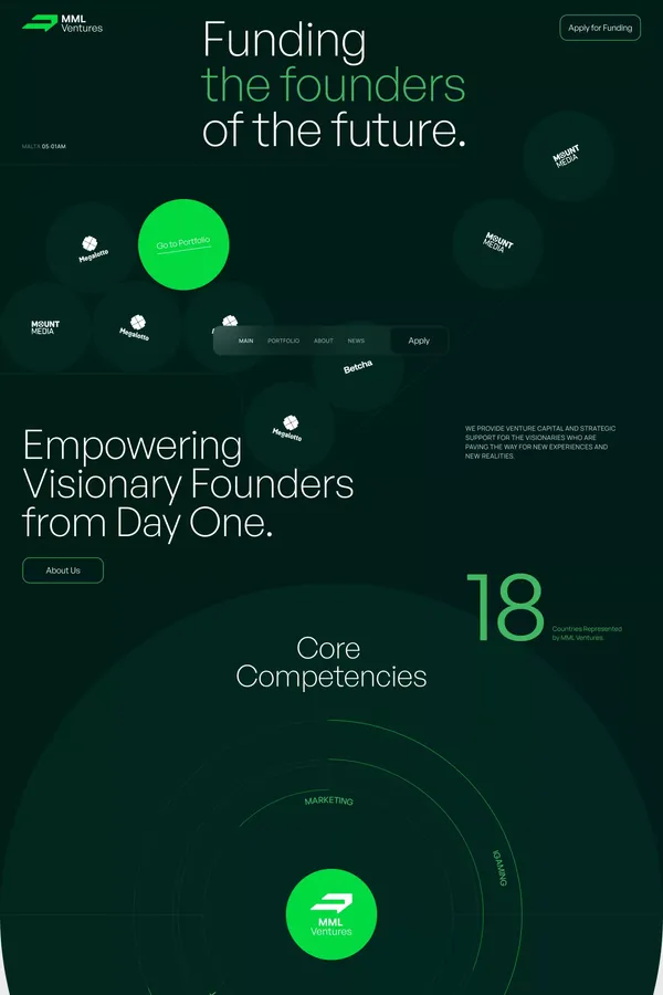 MML Ventures - Landing design inspiration