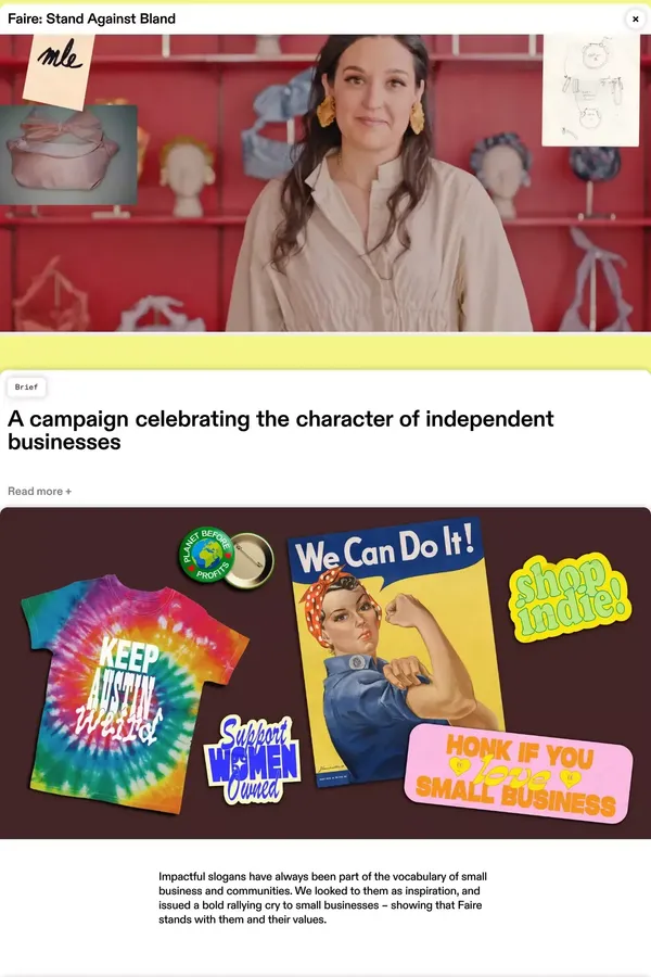 Anyways Creative | Faire: Stand Against Bland - Case Study design inspiration
