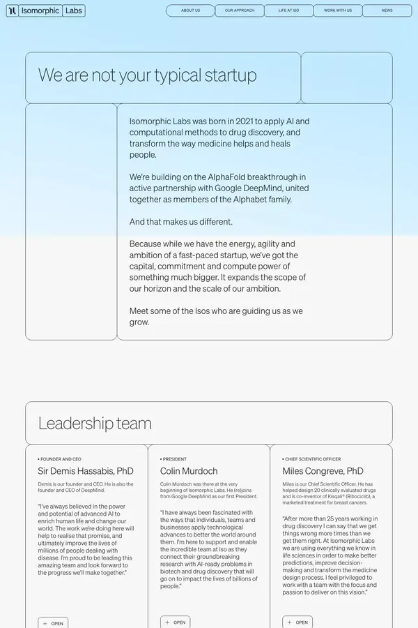 About Us - Isomorphic Labs - About Us  design inspiration