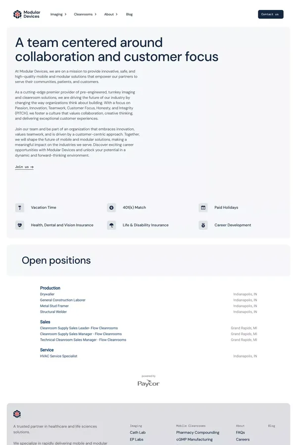 Career Opportunities | Modular Devices - Career design inspiration