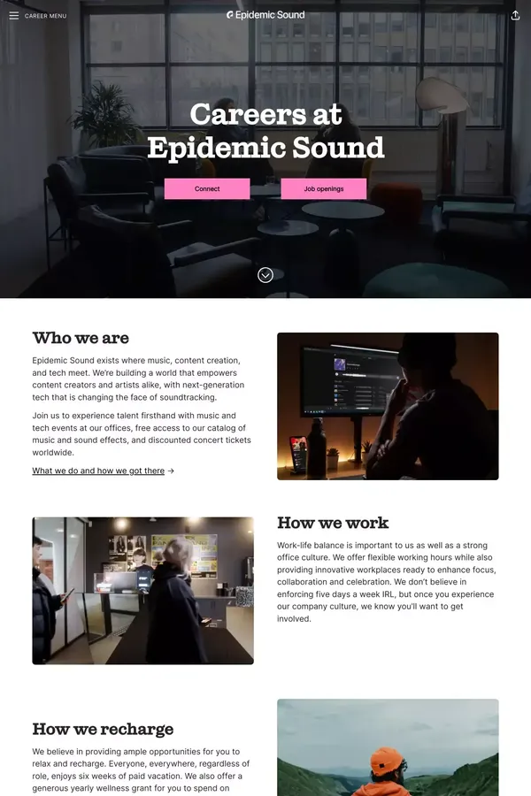 Careers - Epidemic Sound - Career design inspiration