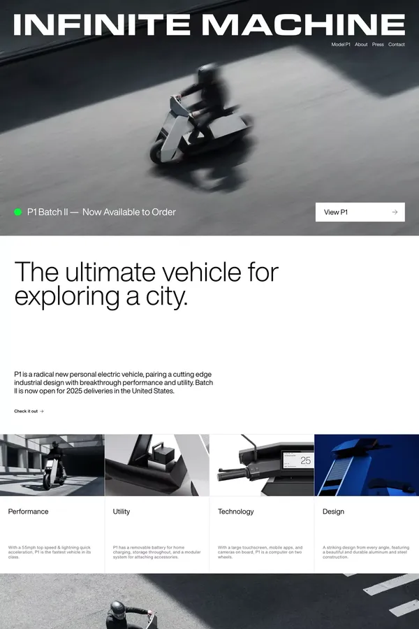 Infinite Machine - Landing design inspiration
