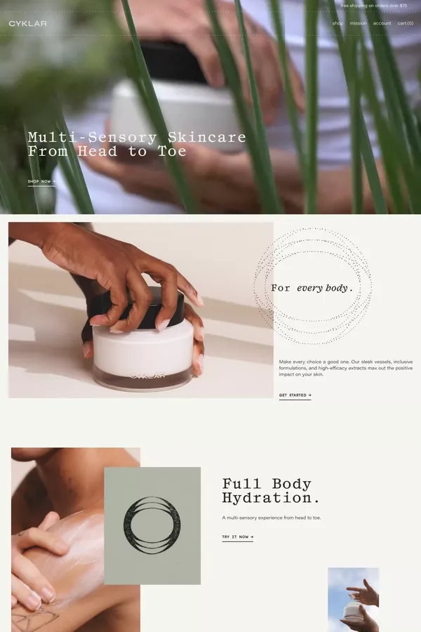 Multi-Sensory Skincare From Head To Toe | Cyklar – CYKLAR - Ecommerce design inspiration