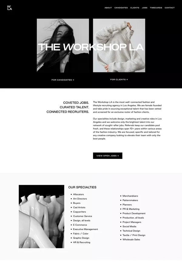 The Workshop LA - Landing design inspiration