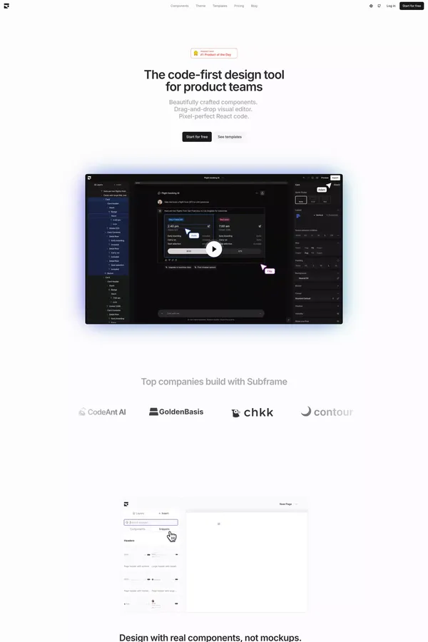 Subframe – The best way to build UI, fast. - Landing design inspiration