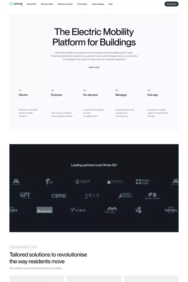 Ohmie GO | The Electric Mobility Platform for Buildings - Landing design inspiration