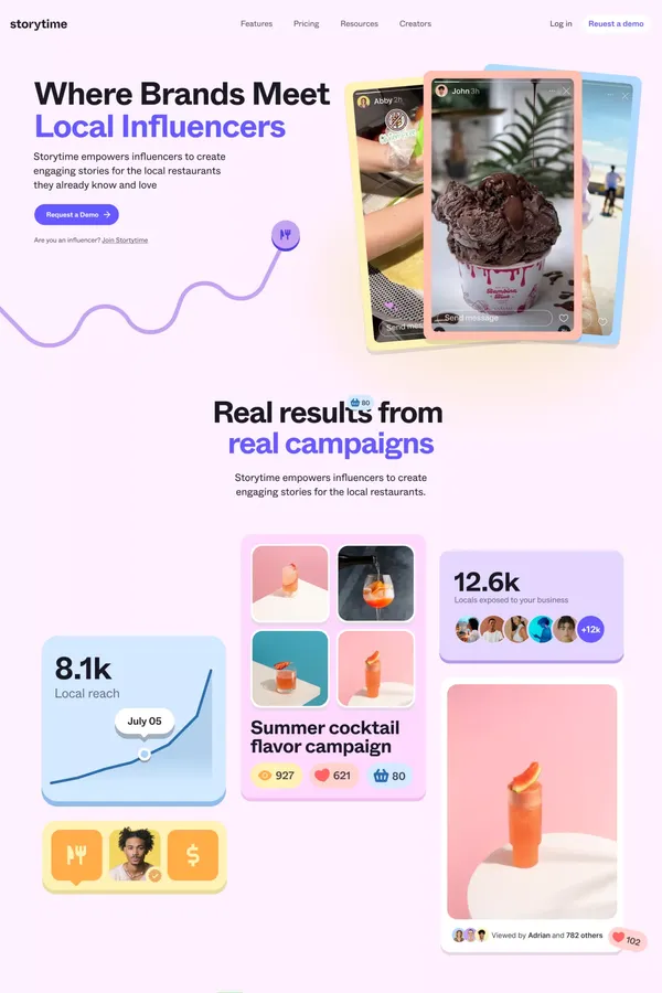 Storytime | Where Brands Meet Local Influencers - Landing design inspiration