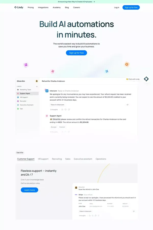 Lindy.ai — Meet Your AI Assistant - Landing design inspiration