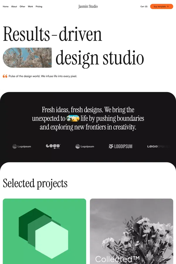 Home A | Jasmin Studio - Webflow Ecommerce website template - Template design inspiration