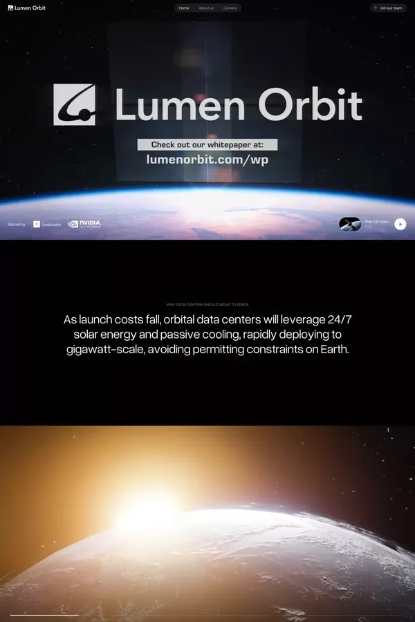 Lumen Orbit - Landing design inspiration