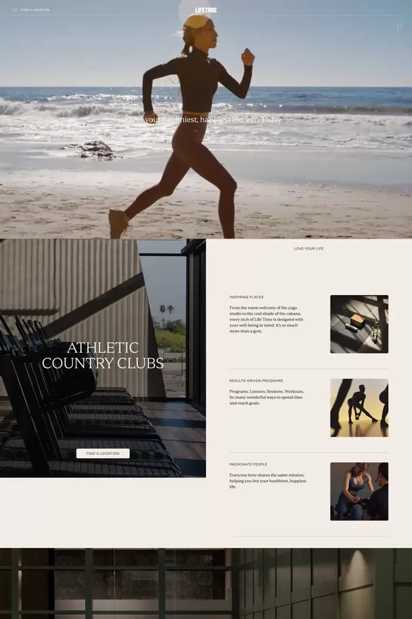 Life Time Healthy Way of Life | Join Life Time - Landing design inspiration