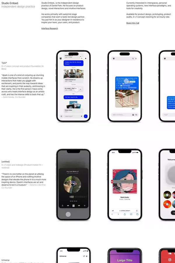 studio embed. - Portfolio design inspiration