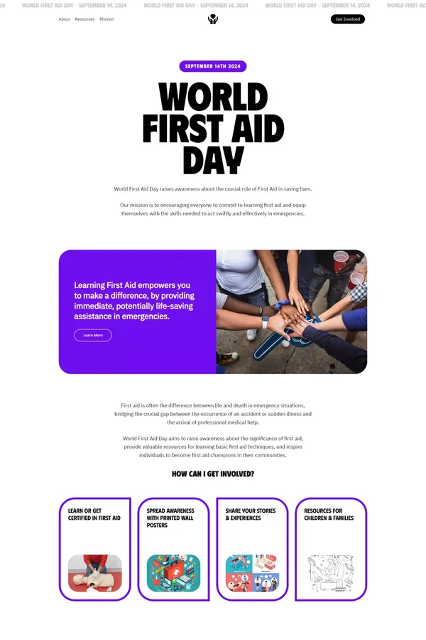 World First Aid Day | Join us on September 14th 2024 - Landing design inspiration