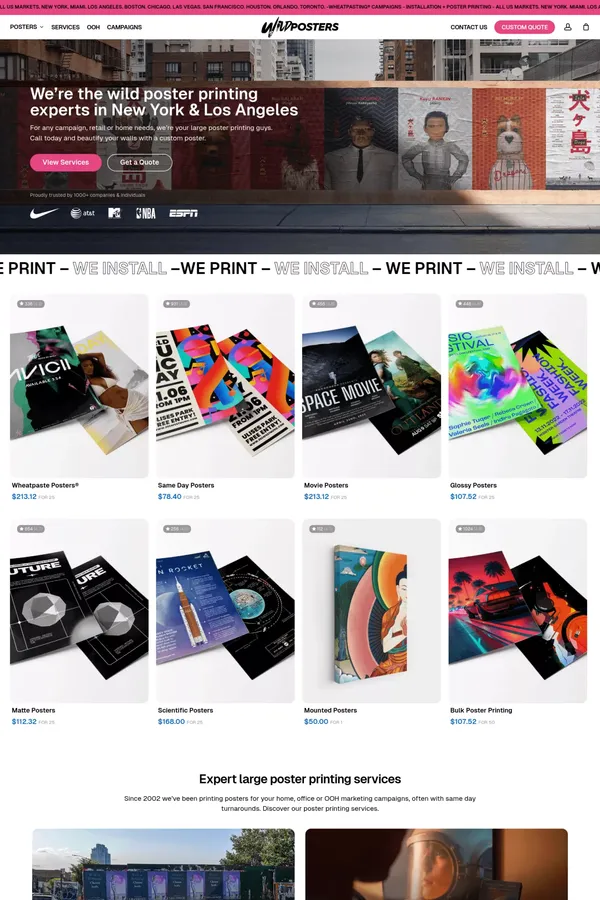 Wild Posters | 🐅 NYC Large Poster Printing Service - Ecommerce design inspiration