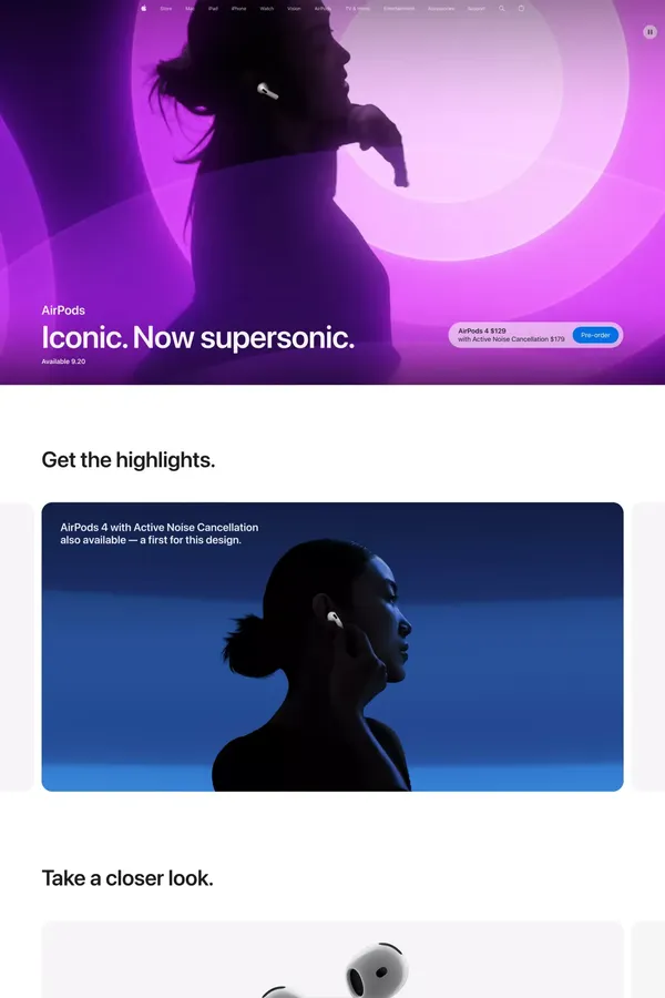 AirPods 4 - Apple - Landing design inspiration