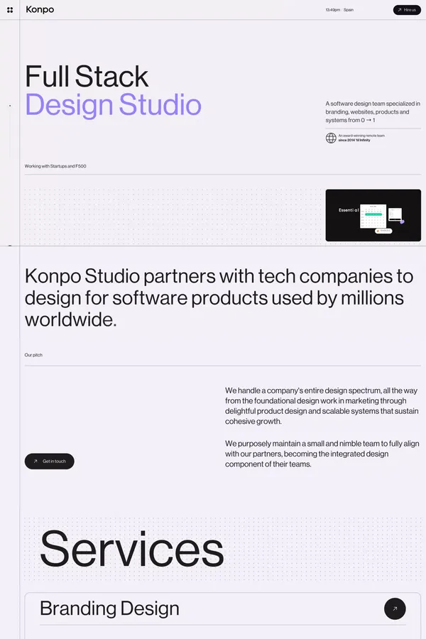 Konpo | Full Stack Design Studio - Portfolio design inspiration
