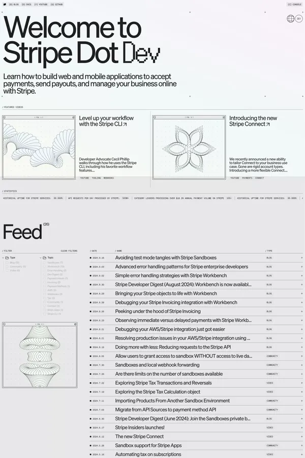Stripe Dot Dev - Landing design inspiration
