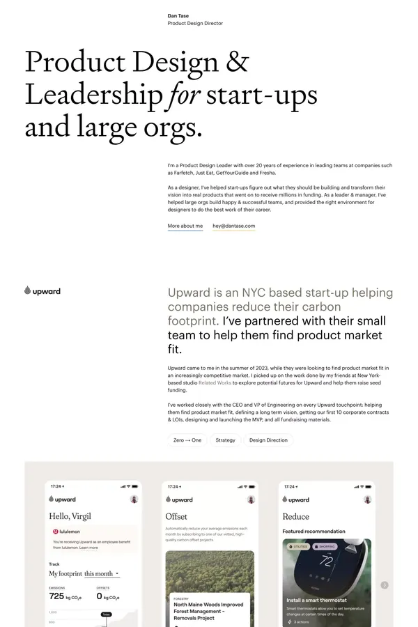 Dan Tase - Product Design Director - Portfolio design inspiration