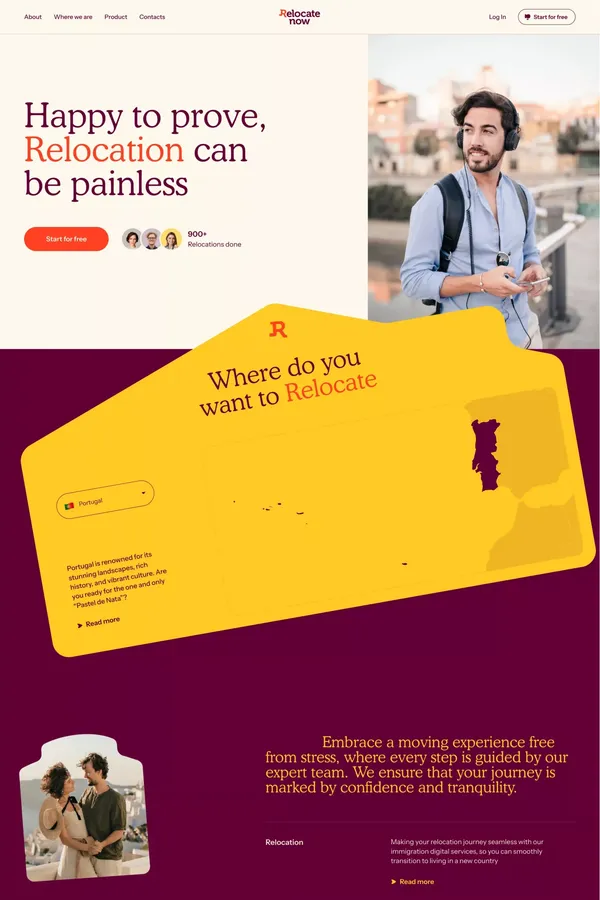 Relocate now - Landing design inspiration