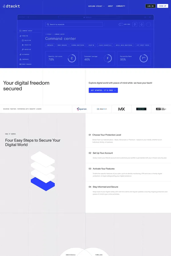 Dteckt | Your digital freedom secured - Landing design inspiration