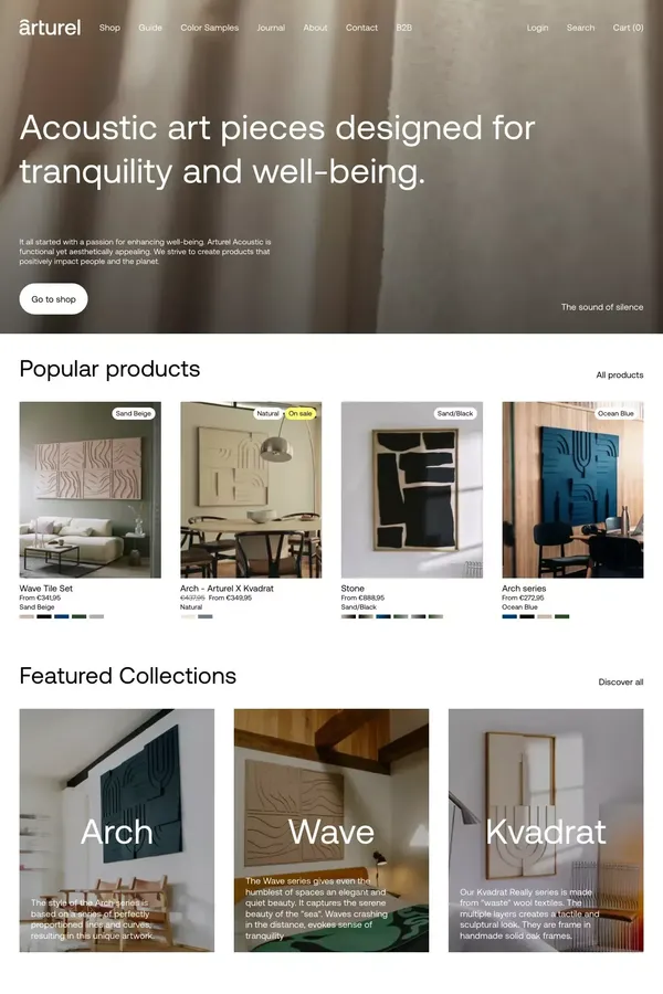 Acoustic art and acoustic panels for all spaces | Arturel - Ecommerce design inspiration